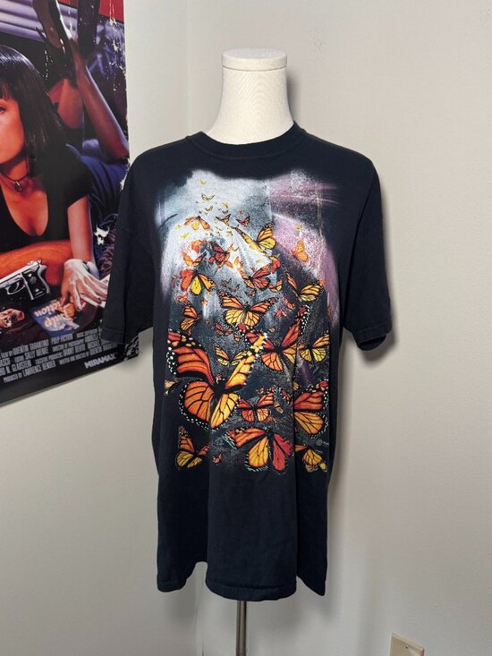 The Mountain Tops - The Mountain 2015 Monarch Butterflies Black Short Sleeve Tee Shirt